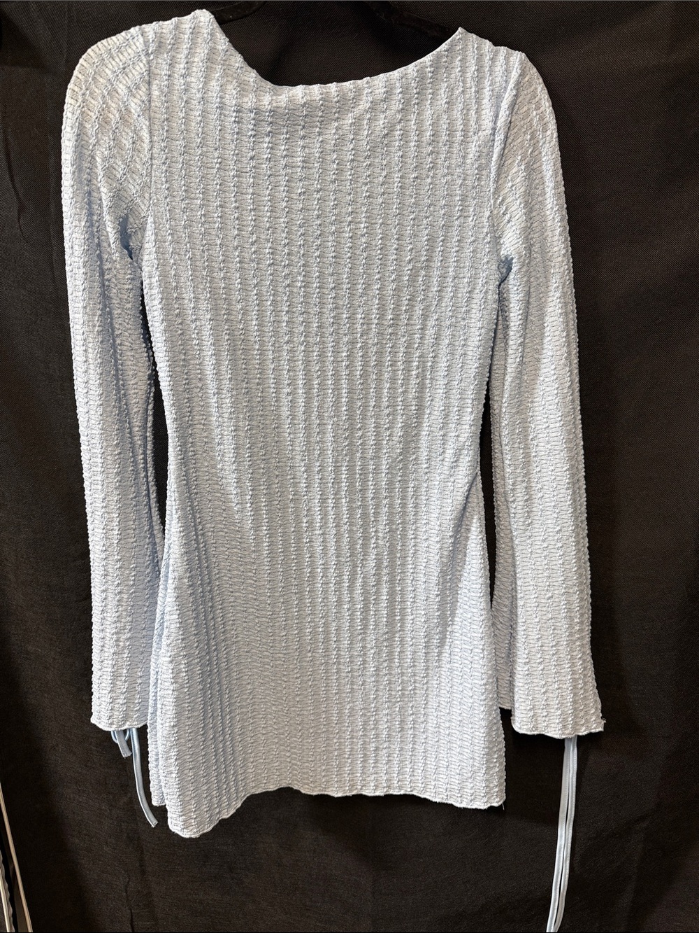 Light Blue Long Sleeve Textured Women's dress